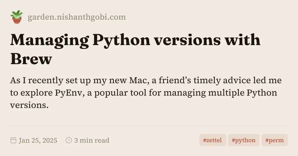 Managing Python versions with Brew